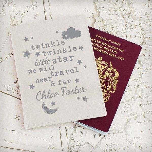 (image for) Personalised Twinkle Twinkle Cream Passport Holder