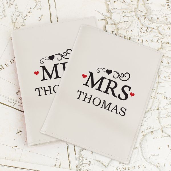 (image for) Personalised Mr & Mrs Cream Passport Holders