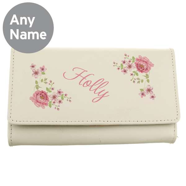 Modal Additional Images for Personalised Floral Cream Leather Purse