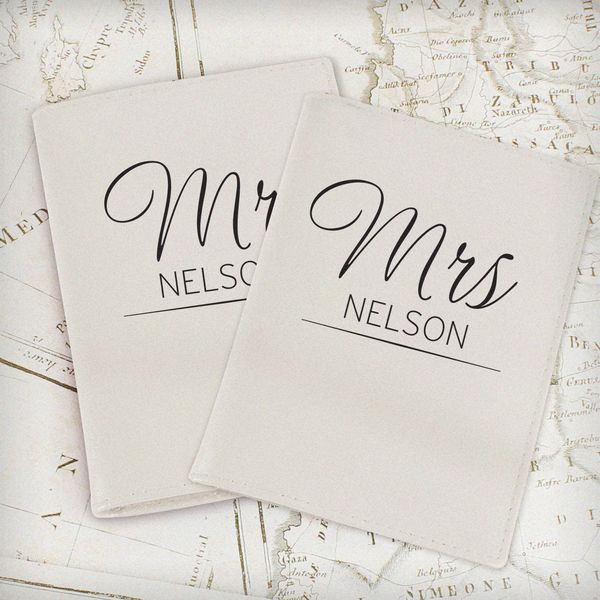 (image for) Personalised Classic Mr & Mrs Cream Passport Holders