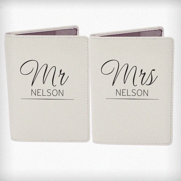 Modal Additional Images for Personalised Classic Mr & Mrs Cream Passport Holders