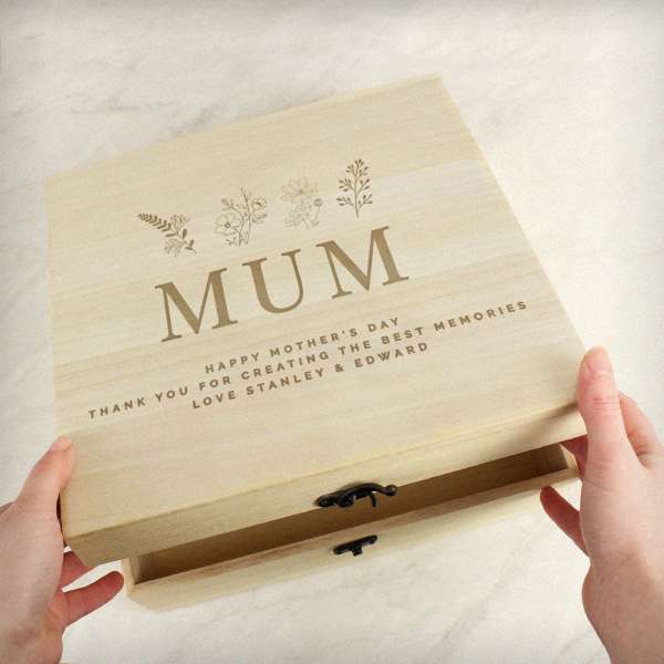 Modal Additional Images for Personalised Floral Wooden Keepsake Box