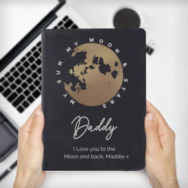 Modal Additional Images for Personalised Moon & Stars Black Hardback Notebook