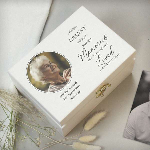 Modal Additional Images for Personalised Memorial Photo Upload White Wooden Box